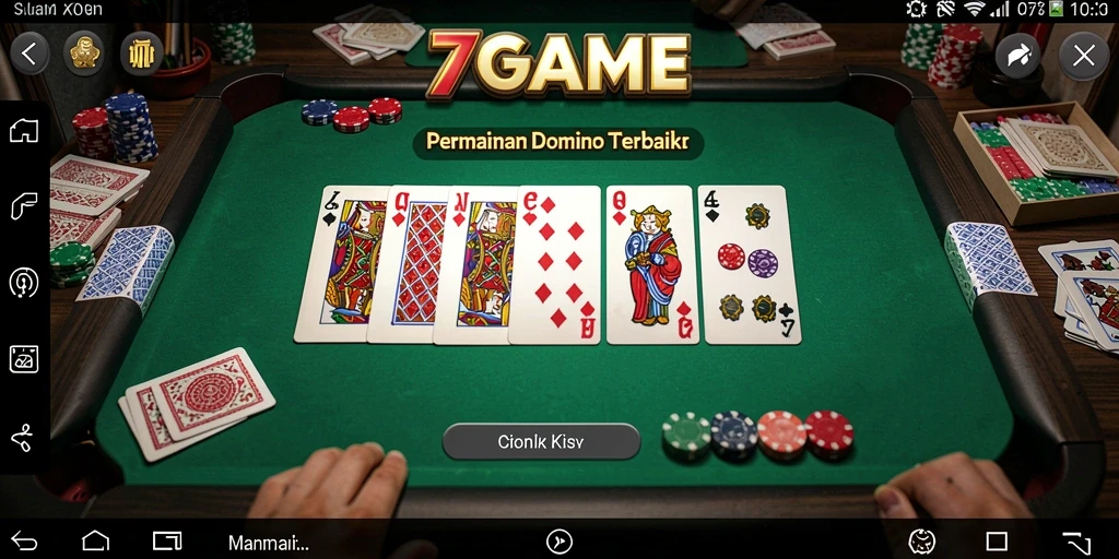 Tampilan gameplay menarik dari 7GAME yang menyajikan permainan Domino seru.