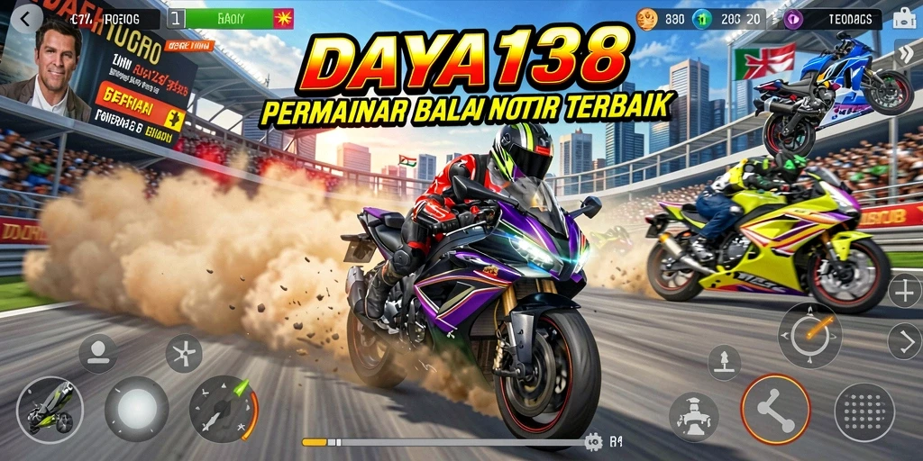 Tampilan gameplay DAYA138 yang mendebarkan dalam balapan motor.