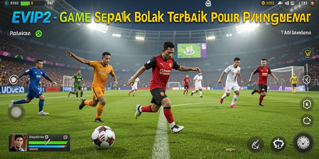 Tampilan gameplay seru dalam EVIP2 dengan aksi sepak bola yang mendebarkan.