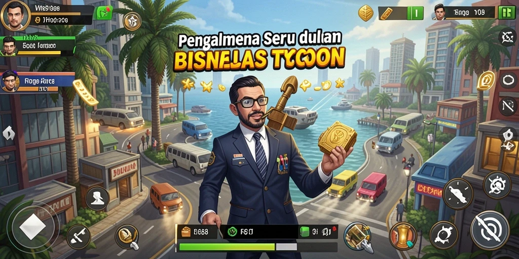 Tampilan gameplay F08 yang menarik dengan elemen Tycoon.