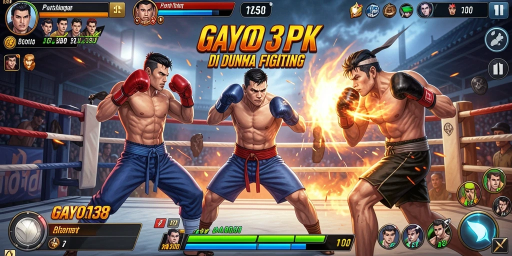 Screenshot gameplay GAYO138 menampilkan pertarungan seru antara dua karakter.