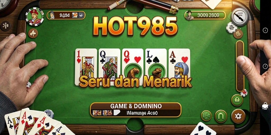 Screenshot gameplay HOT985 menampilkan pertarungan seru di meja Domino.