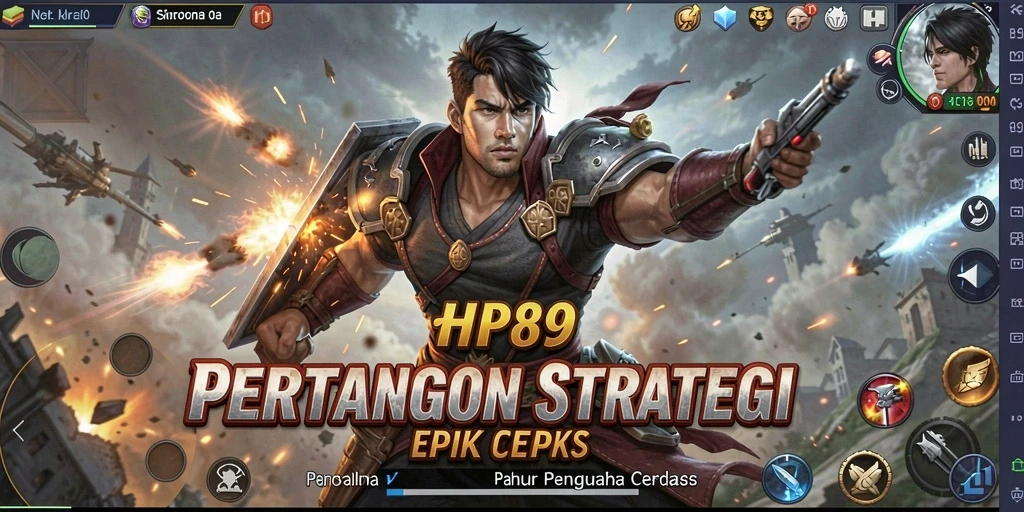 Screenshot HR89 menampilkan aksi strategi mendebarkan dengan tampilan unit dan medan perang.