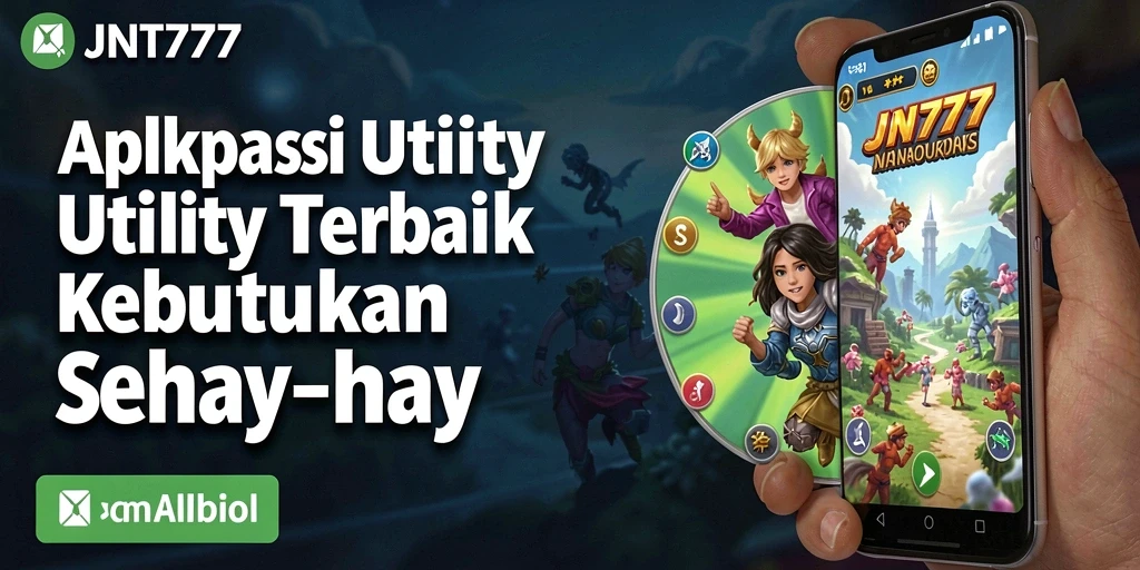 Screenshot tampilan aplikasi JNT777 dengan berbagai fitur Utility.