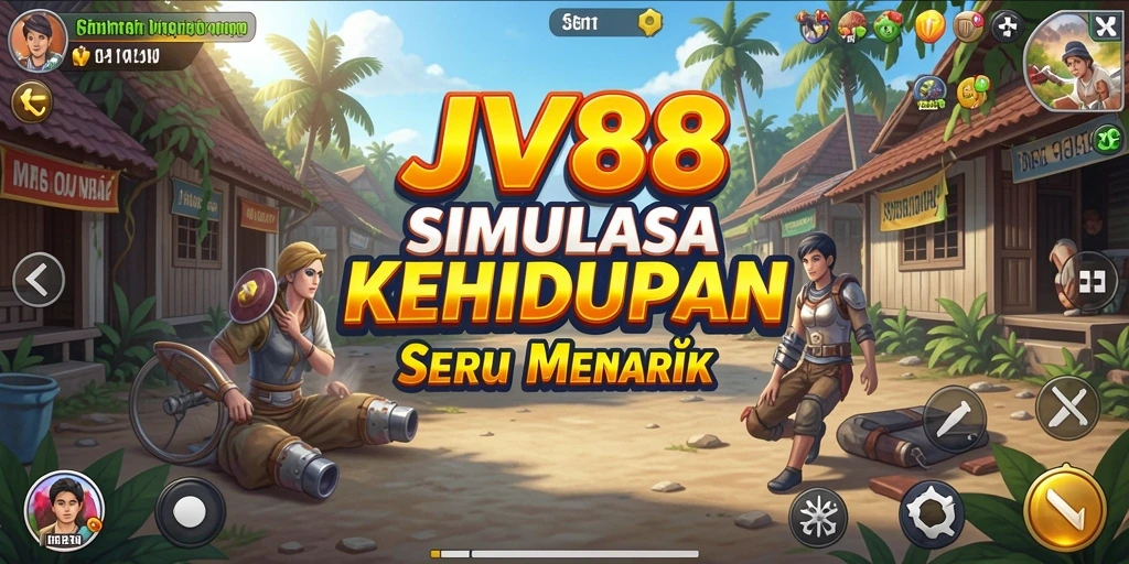 Screenshot JV88 menampilkan karakter berinteraksi dalam gameplay simulation yang menyenangkan.
