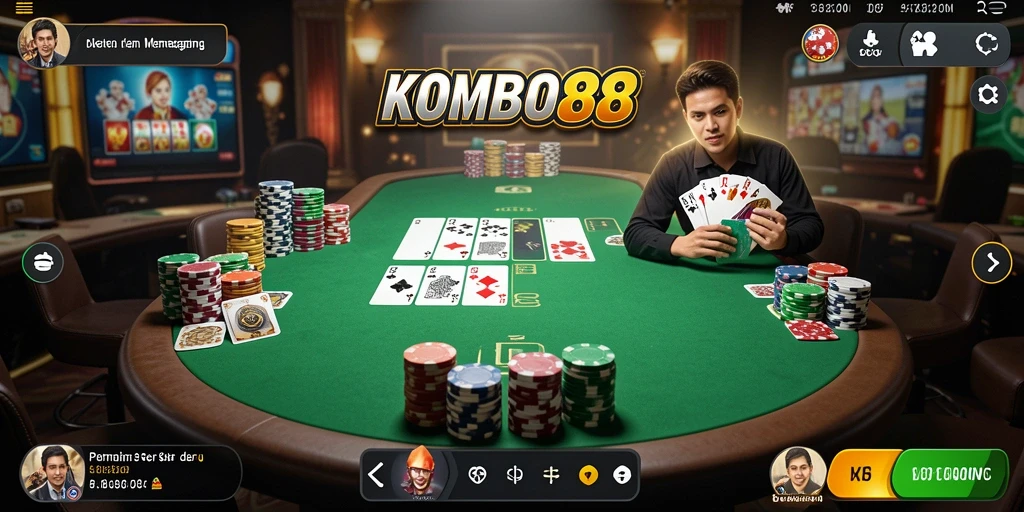 Gameplay seru KOMBO88 yang menghadirkan suasana poker yang mendebarkan.