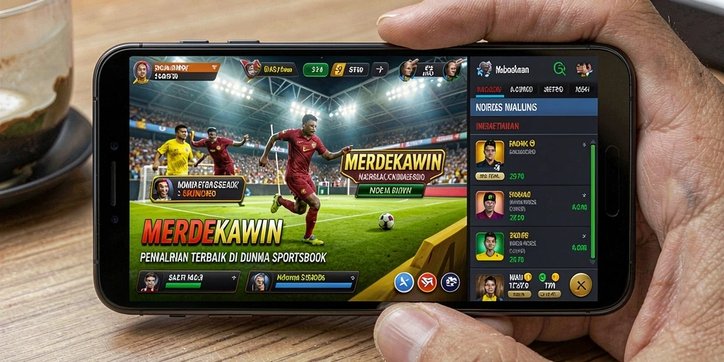 Screenshot utama MERDEKAWIN menampilkan gameplay taruhan olahraga yang menarik.