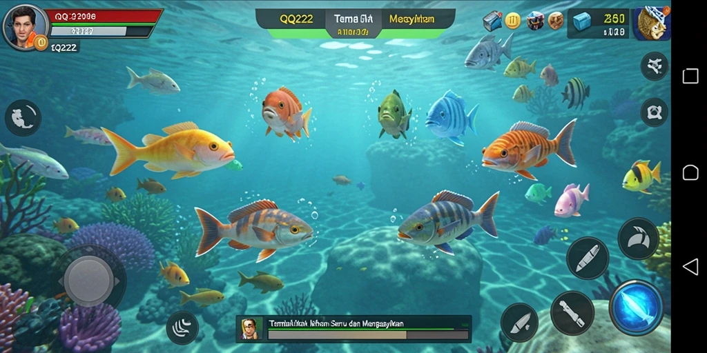 Tangkapan layar gameplay QQ222 menampilkan aksi mendebarkan dalam Tembak Ikan.