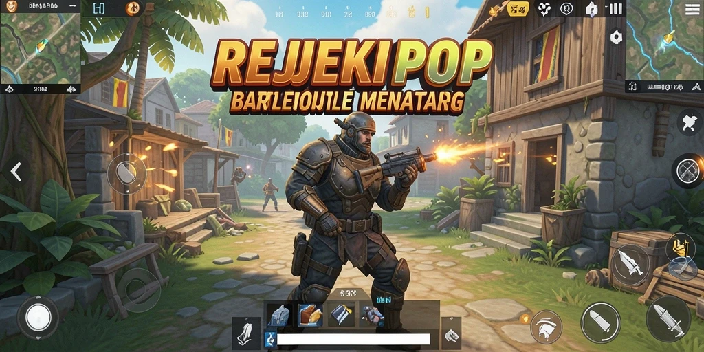 Screenshot gameplay <strong>REJEKIPOP</strong> menunjukkan aksi seru dalam pertempuran Battle Royale.