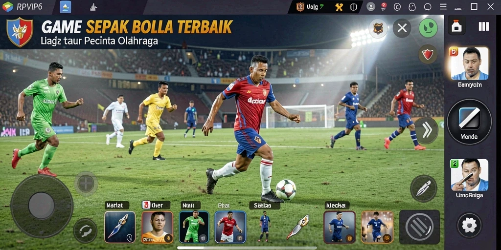 Tampilan gameplay RPVIP6 yang menegangkan di lapangan sepak bola.