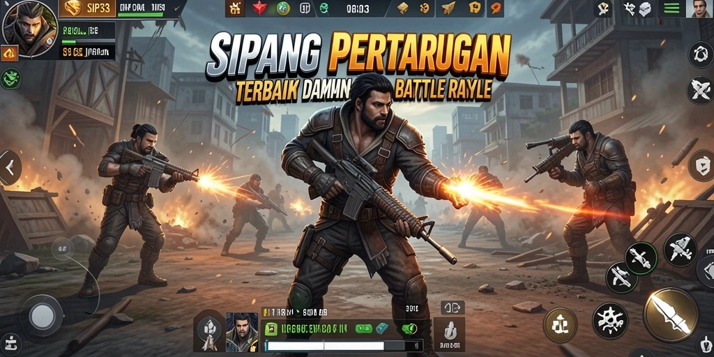 Tampilan gameplay Battle Royale yang mendebarkan dan seru.