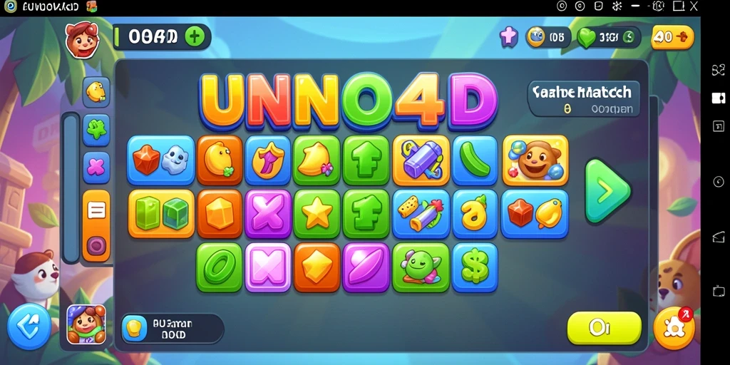 Screenshot utama UNO4D menampilkan gameplay seru Match-3.
