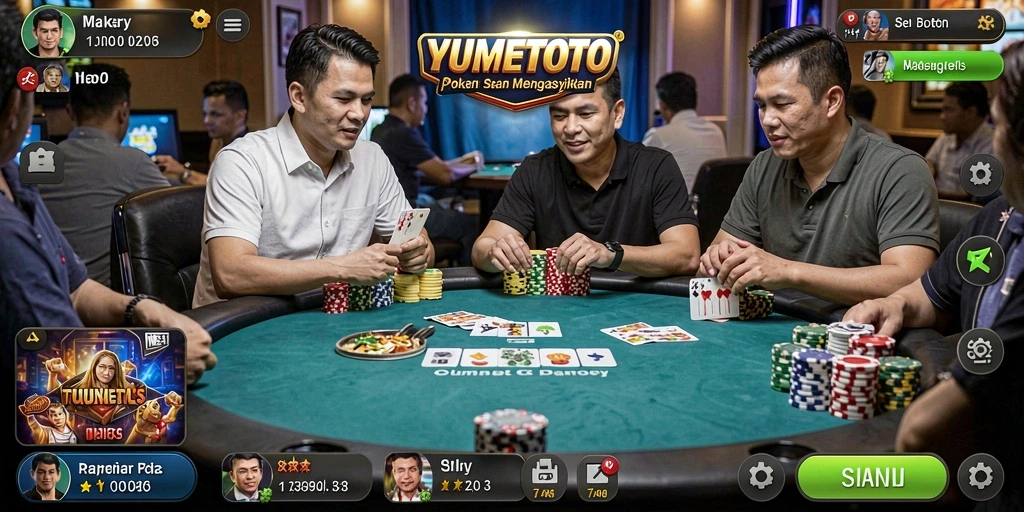 Screenshot gameplay YUMETOTO menunjukkan momen seru saat bermain Poker.
