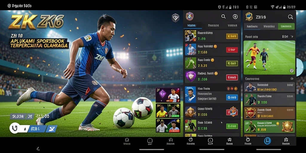 Tampilan gameplay ZK6 dengan berbagai opsi taruhan olahraga.